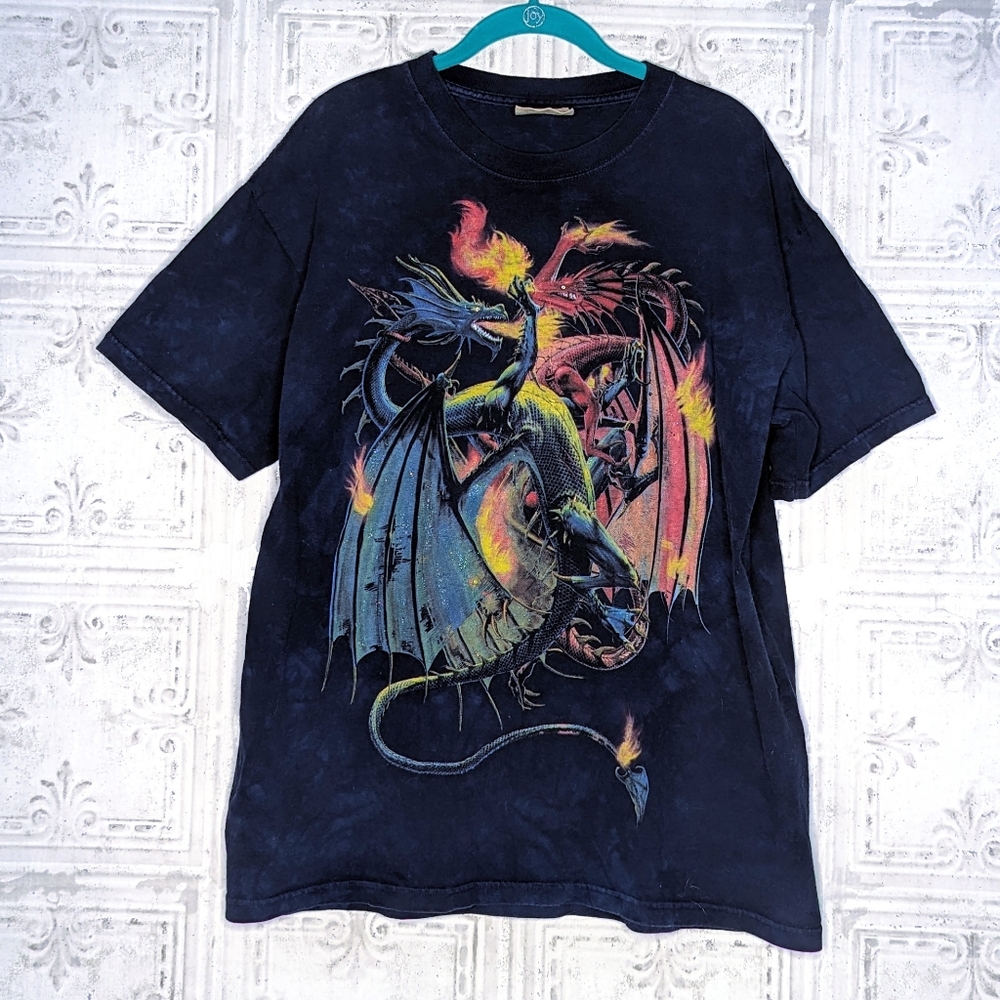 SOLD... The Mountain Tie Dyed Dragon Graphic Tee Large